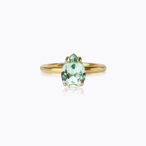 Caroline Svedbom Gold Petite Drop Ring - Chrysolite